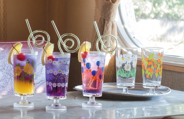 アデリアレトロ 脚付きグラス